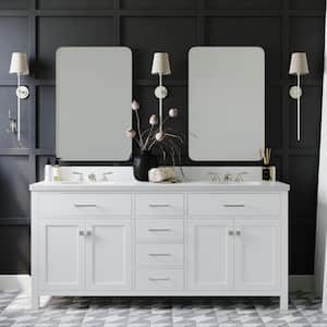 Bristol 73 in. W x 22 in. D x 36 in . H Double Freestanding Bath Vanity in White with Pure White Quartz Top