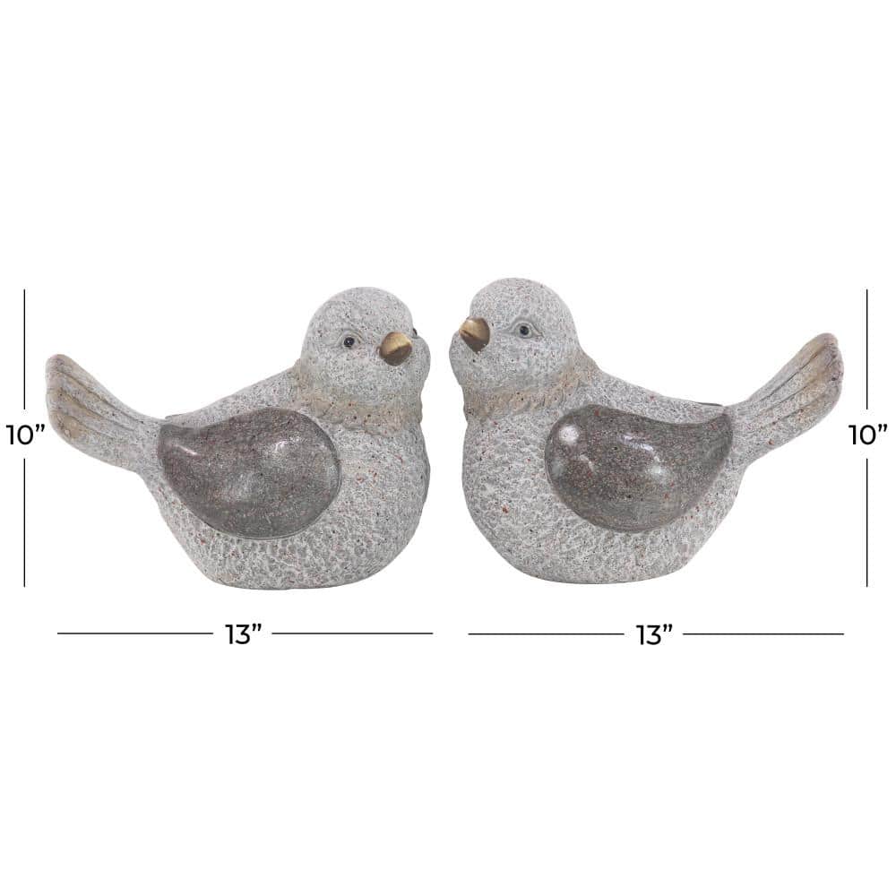 Gray Polystone Indoor Outdoor Bird Sculptures Set of 2