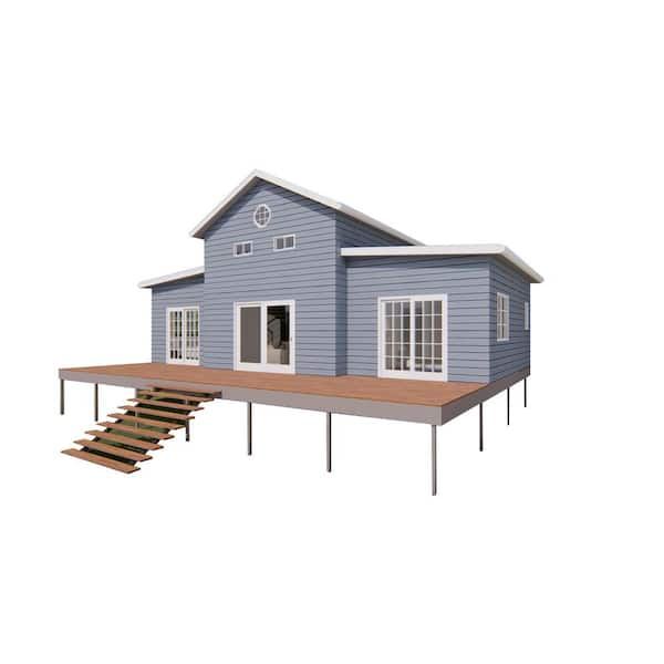 Unbranded Bangalow Ultimate 1,493.9sq.ft. 2 Bedroom w/Loft Tiny Home DIY Steel Frame Building Kit w/Floor System, Front, Rear Deck