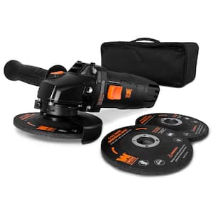 7.5 Amp Corded 4-1/2 in. Angle Grinder with Reversible Handle, 3 Grinding Discs and Carrying Case