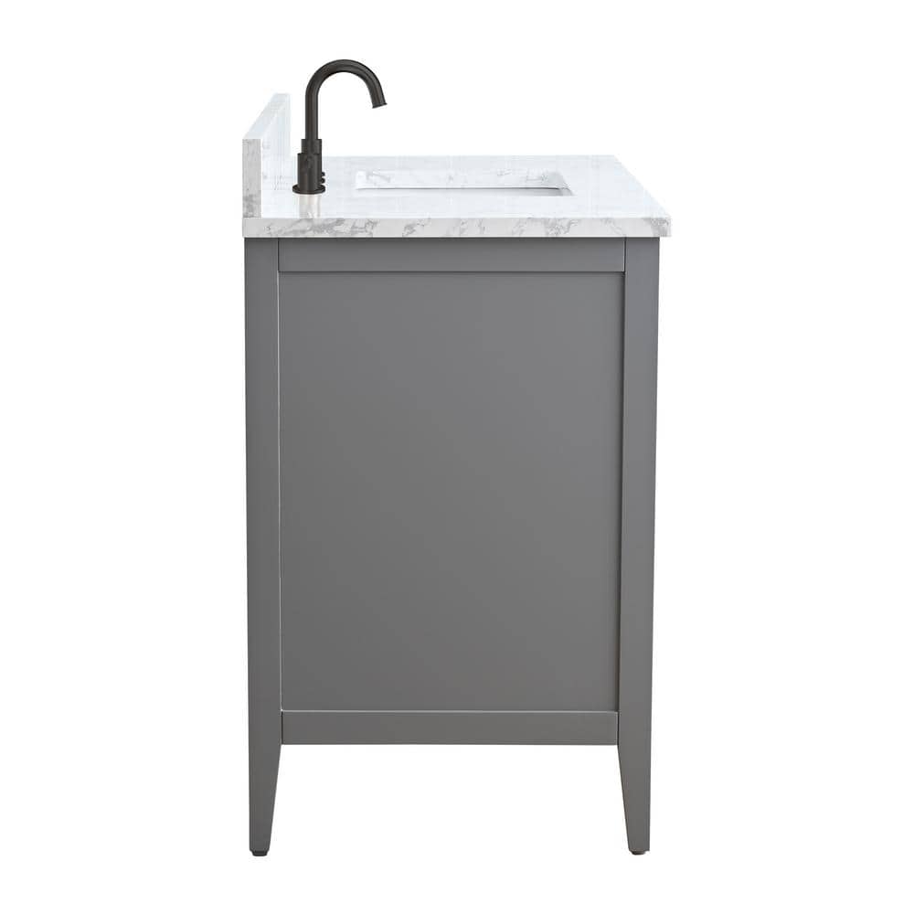 Cashmere Gray 42" Freestanding Bathroom Vanity with Engineered Marble Top