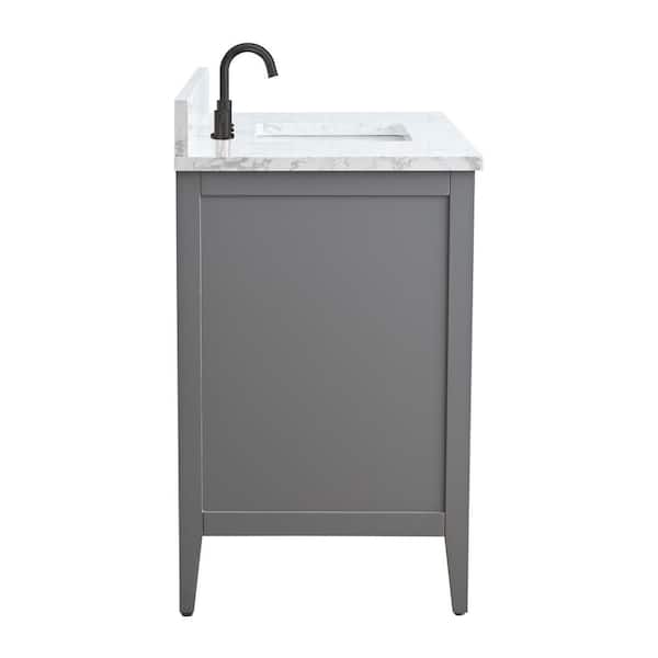 42 in. W x 22 in. D x 34 in. H Single Sink Bathroom Vanity Cabinet in Cashmere Gray with Engineered Marble Top