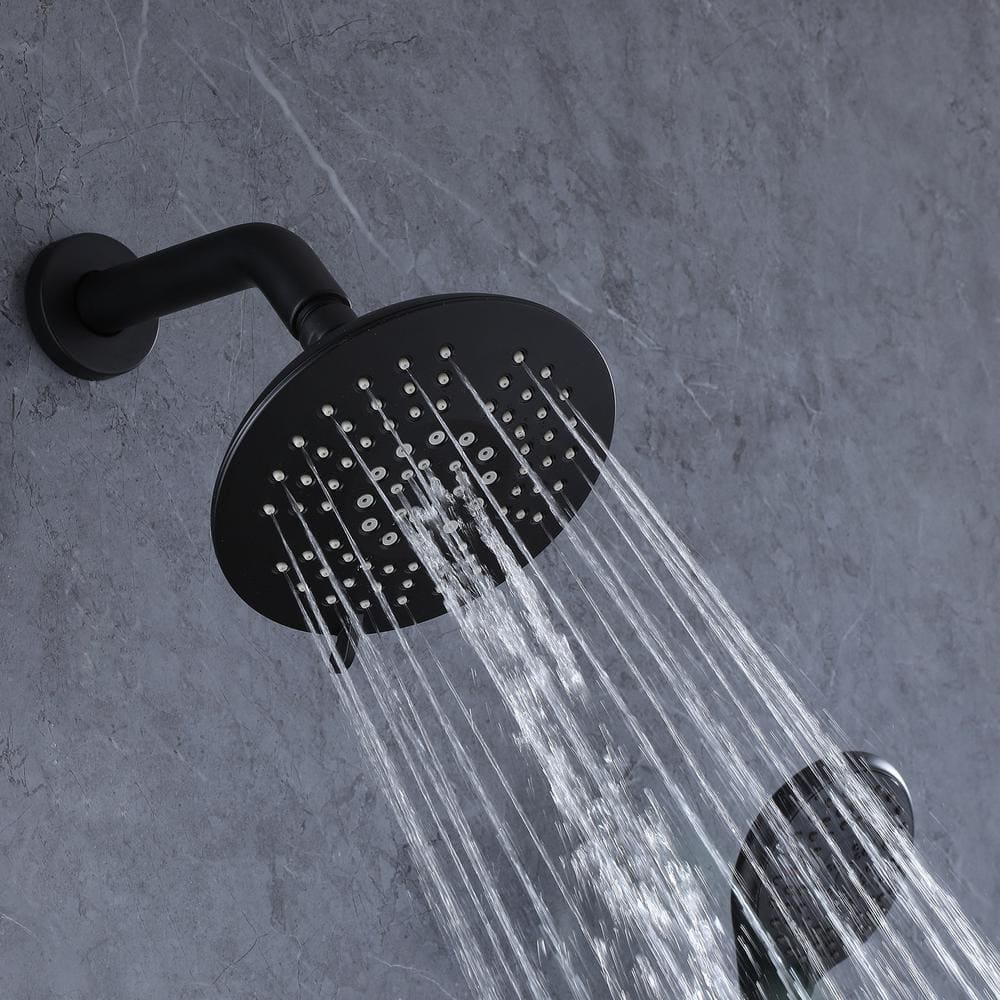 Matte Black Stainless Steel Rain Shower Faucet Set with Handle