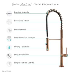 Chalet Single-Handle Pull-Down Sprayer Kitchen Faucet in Rose Gold