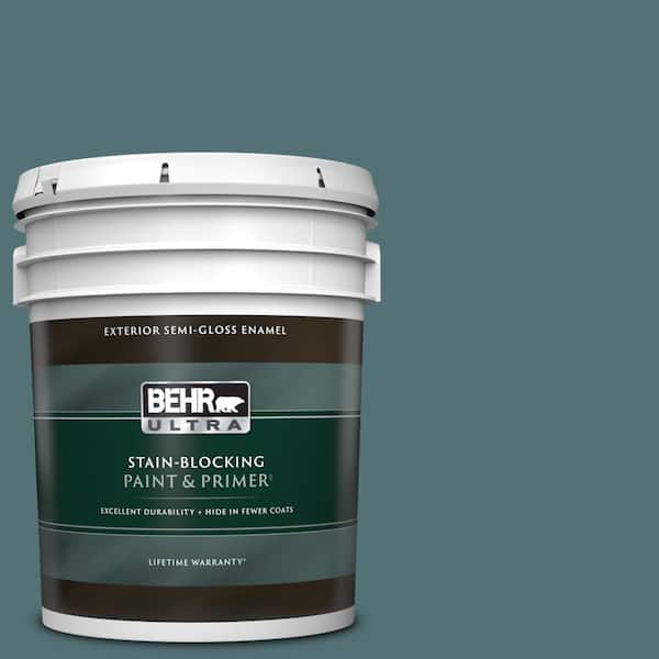 BEHR ULTRA 5 gal. Home Decorators Collection #HDC-CL-22 Sophisticated Teal Semi-Gloss Enamel Exterior Paint & Primer