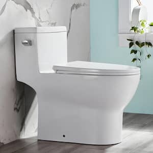 DeerValley Concord 12 in. Rough in Size 1-Piece 1.28 GPF Single Flush Elongated Toilet in White Seat Included