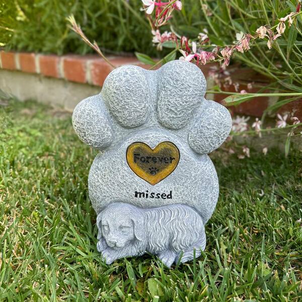 Pet Memorial Stone Flowerpot - Resin Dog Tombstone Grave Marker Garden Monument 6.1x4.7x4.5in