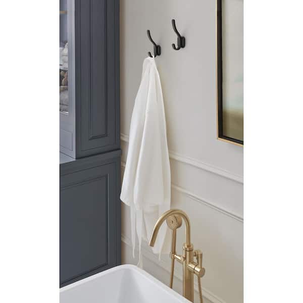 Granlyn 5-5/16 in. L Matte Black Double Prong Wall Hook