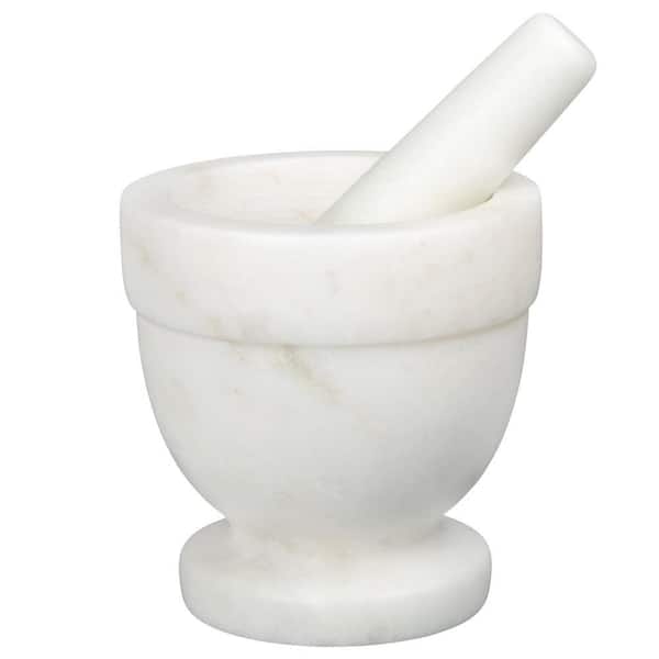 Natural Marble Mortar Off-White and Pestle Spice Grinder Set Pestle Set Kitchen Spices, Herbs, Pesto Grinder