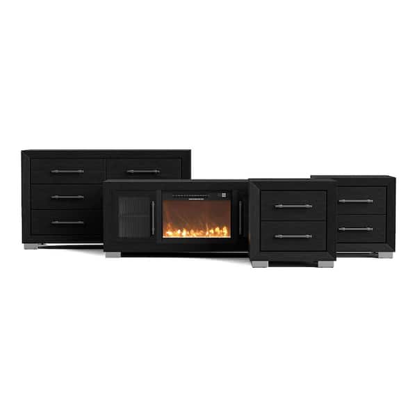 Furniture of America 4-Piece Fairhart Black 2-Drawer 26 in. W Set