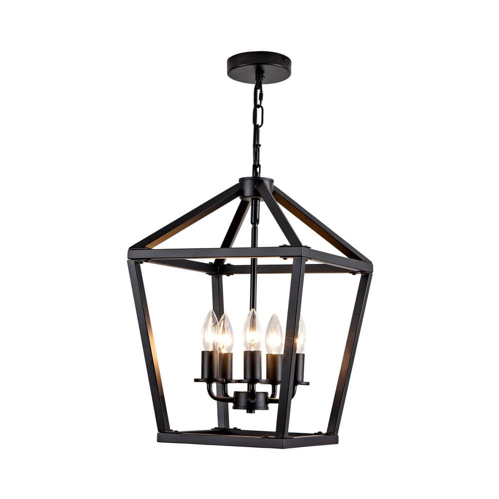 Home Lighting 40W 5-Light Black Farmhouse Lantern Chandelier with Rustic Open Cage & Adjustable for Kitchen Island price history on PriceWatchPro