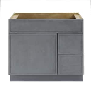 36 in. W x 21 in. D x 32.5 in. H 2-Right Drawers Bath Vanity Cabinet without Top in Smoky Gray