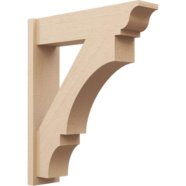Ekena Millwork 8 in. x 38 in. x 32 in. Balboa Traditional Rough Cedar Woodgrain Timberthane Polyurethane Outlooker, Primed Tan