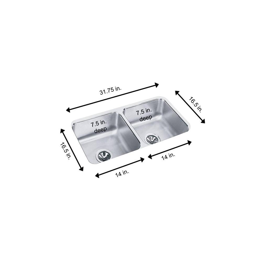 Lustrous Satin 32" Stainless Steel Double Basin Undermount Sink