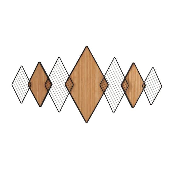 Litton Lane 22 in. x 42 in. Brown Bamboo Modern Geometric Wall Decor