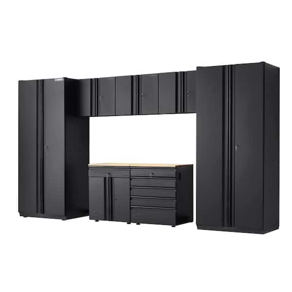 Husky 7-Piece Heavy Duty Welded Steel Garage Storage System in Black (156 in. W x 81 in. H x 24 in. D)