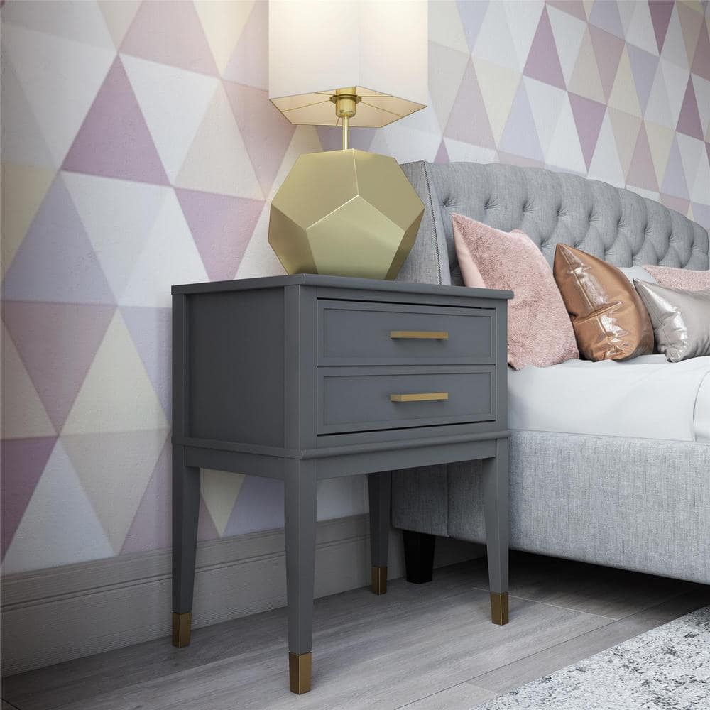 Cosmopolitan Westerleigh Graphite Gray Square End Table with Gold Accents