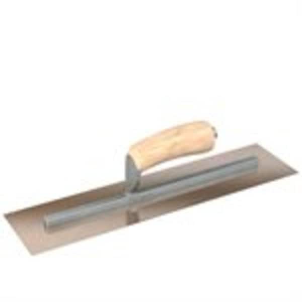 Bon Tool 18 in. x 5 in. Golden Stainless Steel Square End Finishing Trowel with Wood Handle and Long Shank