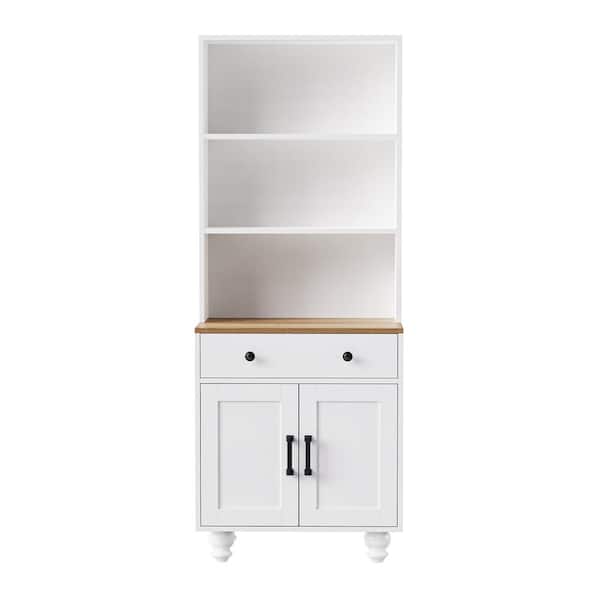 Nestfair 63 in. H White Kitchen Pantry Cabinet Storage Cabinet with Drawer and Adjustable Shelves