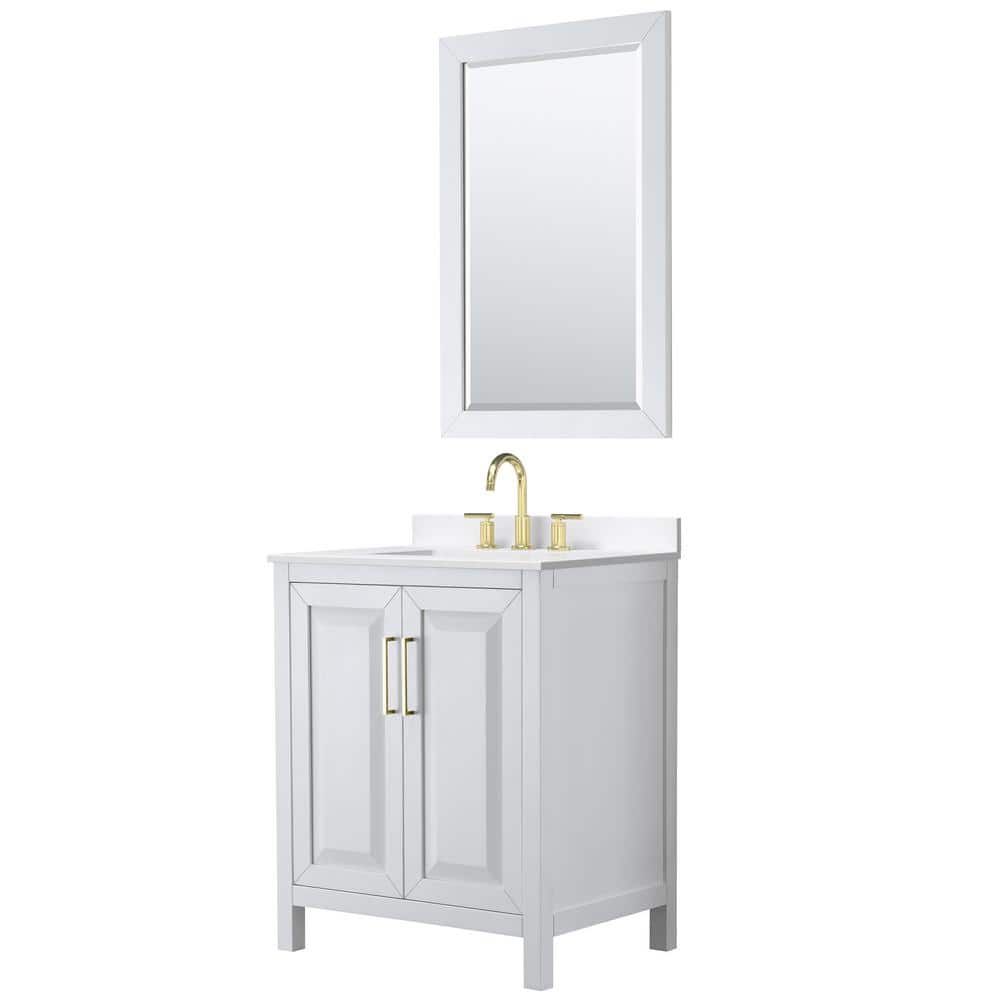 Daria 30 in. W x 22 in. D x 35.75 in. H Single Bath Vanity in White with White Quartz Top and 24 in. Mirror price history on PriceWatchPro