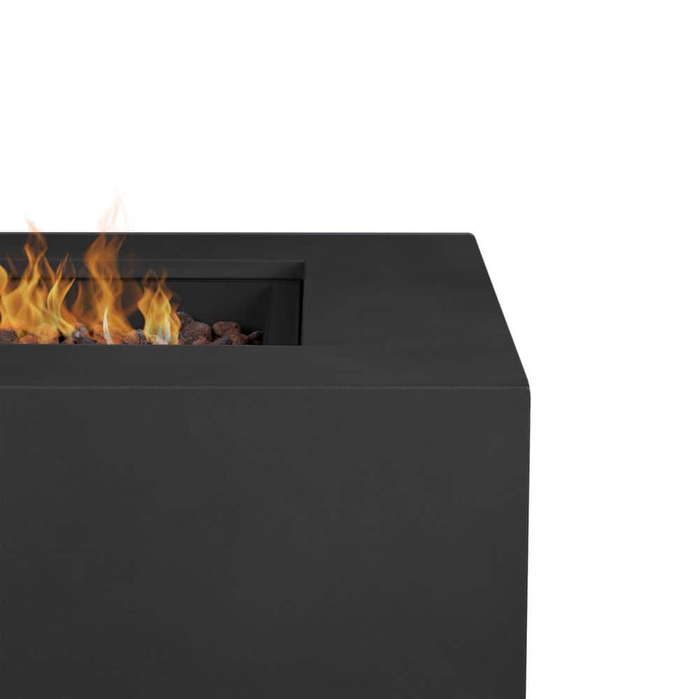 Aegean 50" Black Powder-Coated Steel Gas Fire Pit Table
