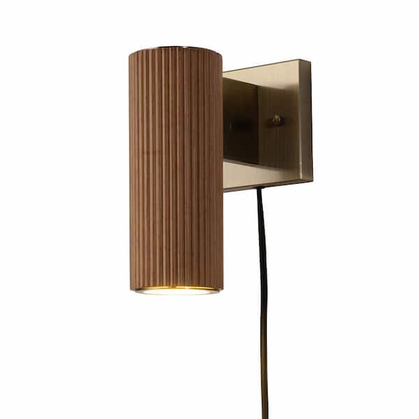 NOVA of California Tambo 11 in. 1-Light Weathered Brass Mid-Century Modern Smart Home Enabled Wall Sconce with Geometric Shade
