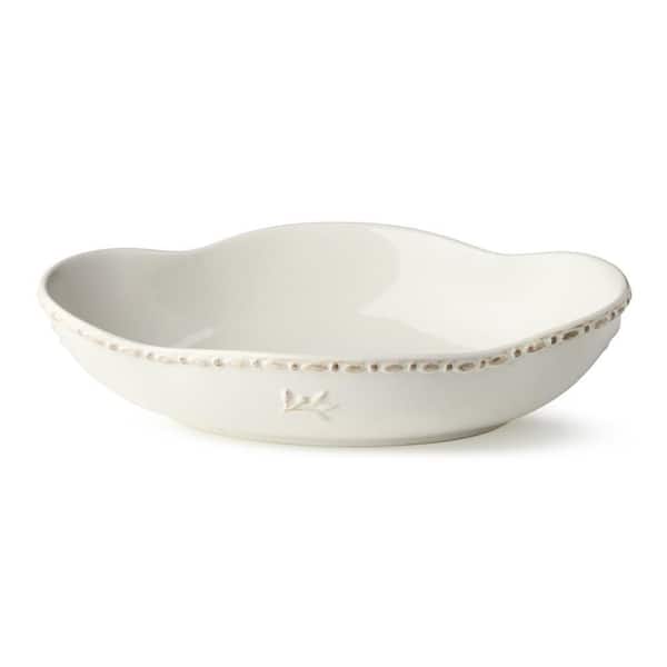 Heritage 12 in. 44 fl. oz. White Stoneware Oval Serving Bowl