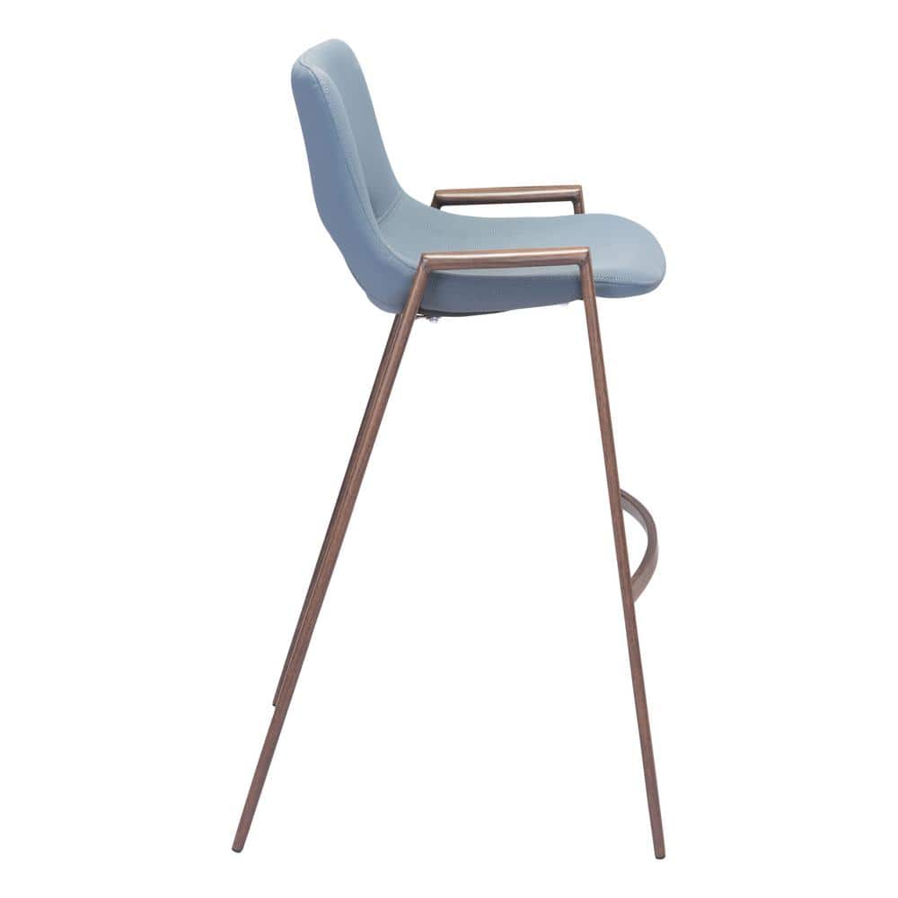 Gray Metal and Wood Contemporary Bar Stool Set
