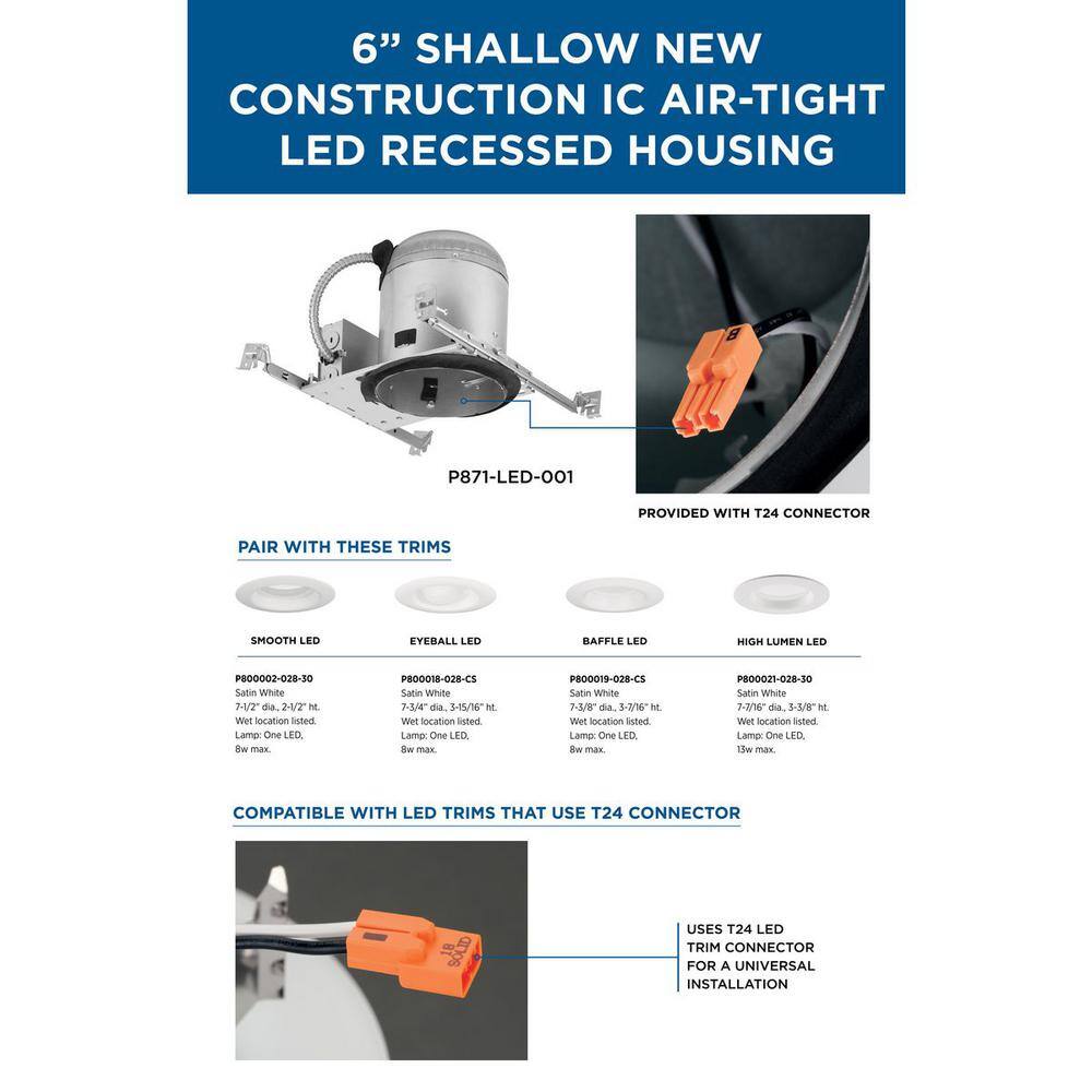 6-Inch Galvanized Steel LED Shallow Housing for New Construction