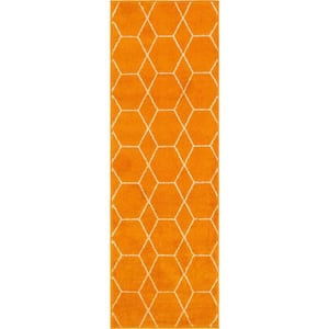 Trellis Frieze Orange/Ivory 2 ft. x 6 ft. Geometric Runner Rug