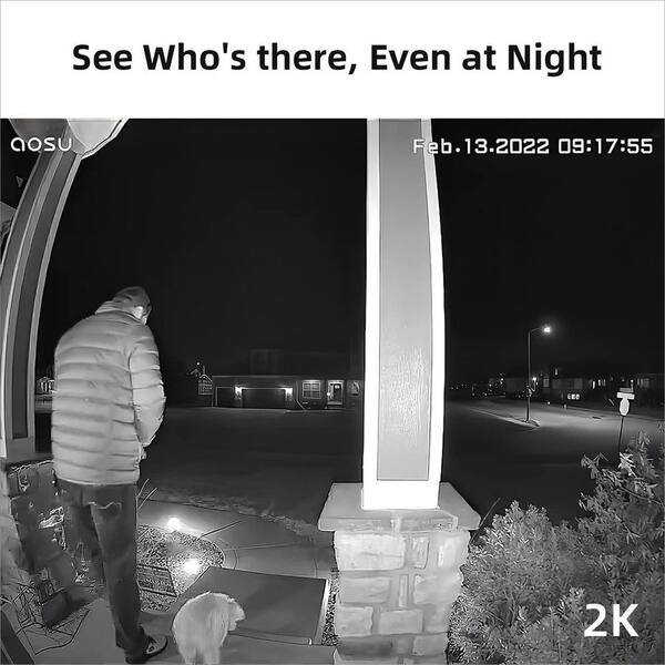 EKIEUDL - Stable Wifi Wireless Battery Powered Doorbell Camera with Night Vision Motion Detection Included Black