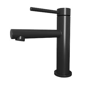 Single Handle Single Hole Bathroom Faucet with Supply Lines in Black