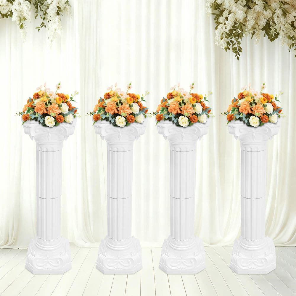 YIYIBYUS 34.65 in. H White Roman Pillars Flower Pot Columns