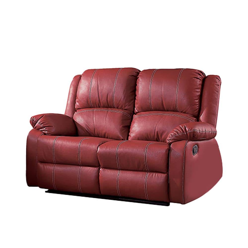 Acme Furniture Zuriel Faux - PU in. Loveseats Leather Depot 37 Red with Motion The Home 52151 2-Seats