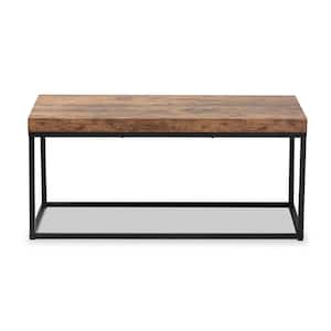 Bardot 39 .4 in. Walnut Brown and Black Rectangle Particle Board Top Coffee Table