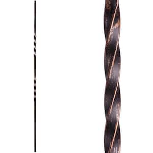 Twist and Basket 44 in. x 0.5 in. Oil Rubbed Bronze Double Twist Solid Wrought Iron Baluster