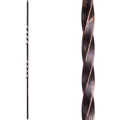 Twist and Basket 44 in. x 0.5 in. Oil Rubbed Bronze Double Twist Hollow Wrought Iron Baluster