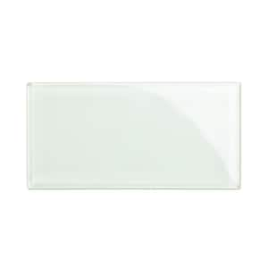 Giorbello Bright White 6 in. x 12 in. x 8mm Glass Subway Tile Sample ...