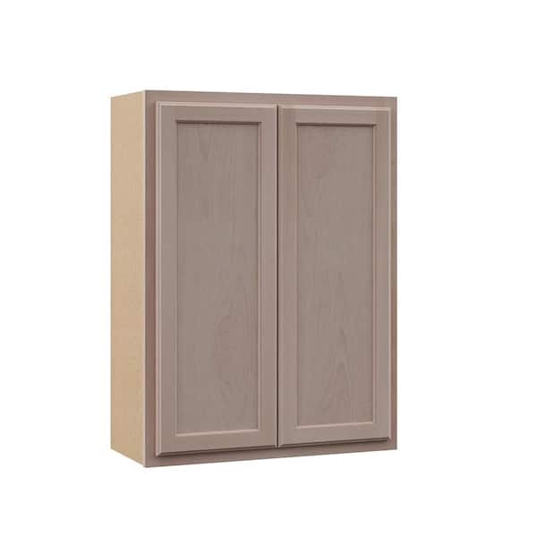 Hampton Bay 27 in. W x 12 in. D x 36 in. H Assembled Wall Kitchen Cabinet in Unfinished with Recessed Panel