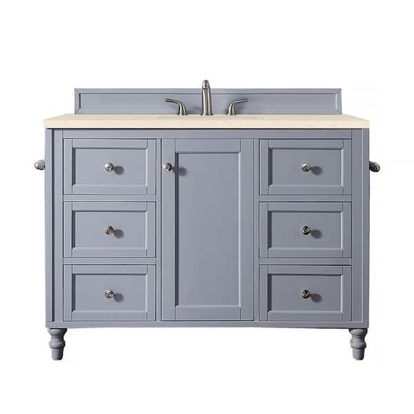 James Martin Vanities Copper Cove Encore 48.0 in. W x 23.5 in. D x 36.3 in. H Bathroom Vanity in Silver Gray with Eternal Marfil Quartz Top