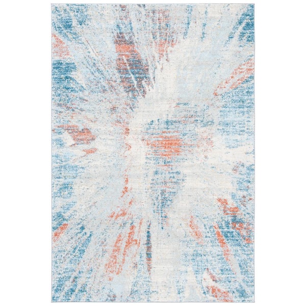 Tulum 12 ft. x 15 ft. Blue/Pink Rustic Sunburst Area Rug