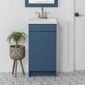 Wellington 16.5 in. W x 12.5 in. D x 32.13 in. H Bath Vanity in Admiral Blue with White Cultured Marble Top