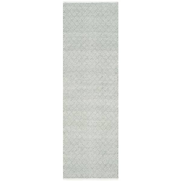 SAFAVIEH Boston Grey 2 ft. x 7 ft. Solid Gradient Geometric Runner Rug ...