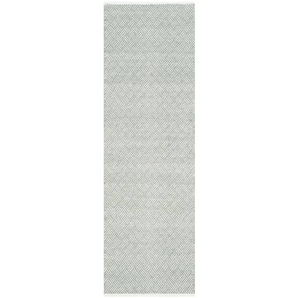 SAFAVIEH Boston Grey 2 ft. x 9 ft. Solid Gradient Geometric Runner Rug