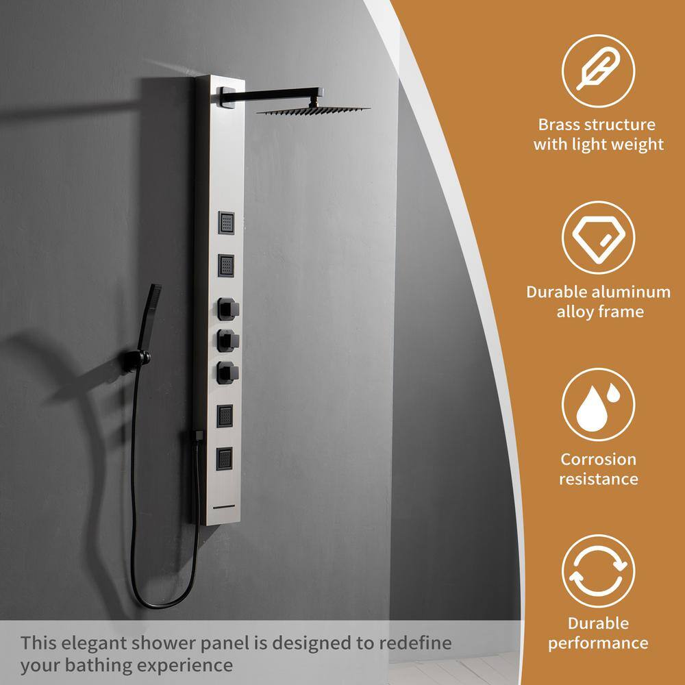 Stainless Steel Multi-Function Shower Panel with Jets and Handheld