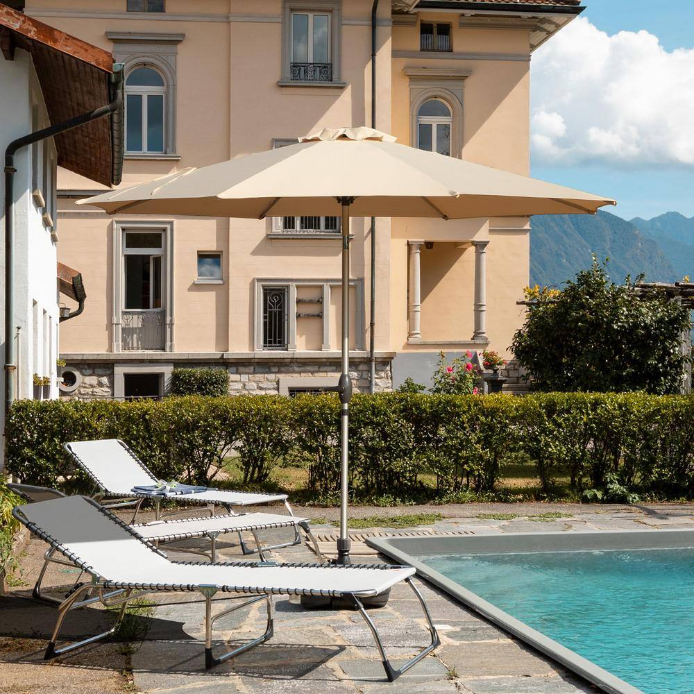 9 ft. Aluminium Patio Market Umbrella, Outdoor Waterproof Table Umbrella with Push Button Tilt and Crank in Beige price history on PriceWatchPro