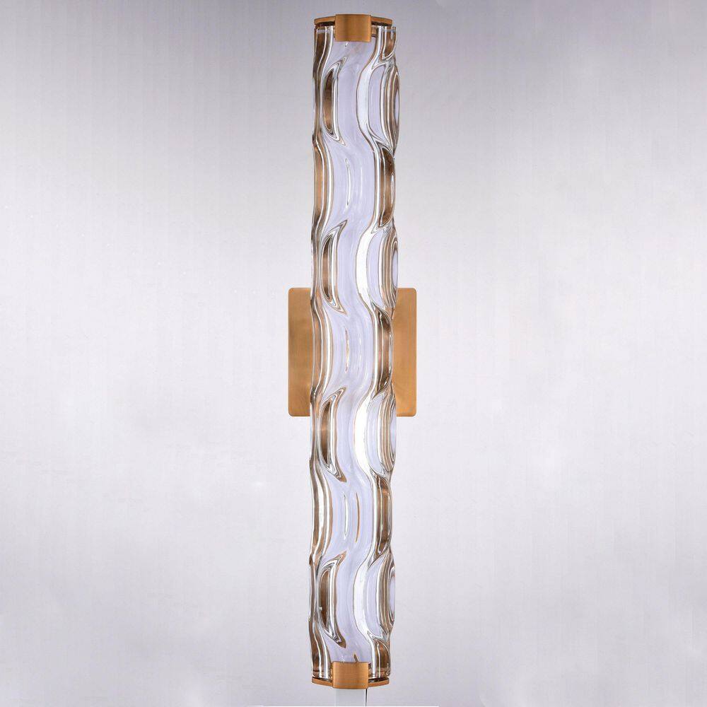 Marseille 24" Natural Brass LED Vanity Light with Sculpted Glass