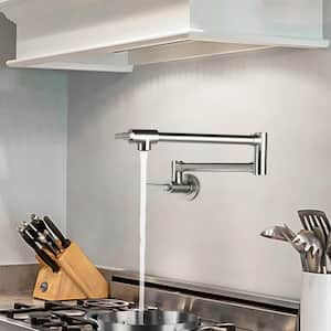 Modern Wall Mount Pot Filler in Brushed Nickel