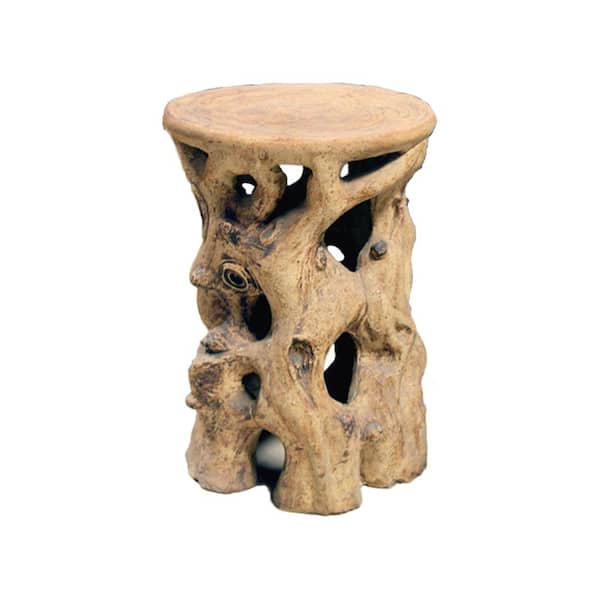 Tree Trunk 19 in. H Natural Specialty Ceramic Garden Stool