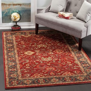 Mahal Red/Navy 8 ft. x 11 ft. Border Area Rug